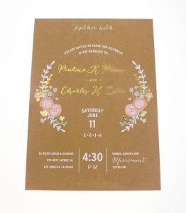 Wedding Invitation on kraft paper and white ink